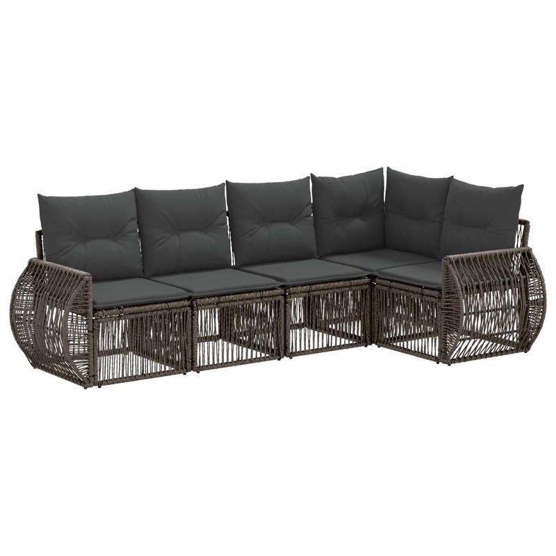 Ensemble de canapé de jardin 5 pcs Gris et Gris foncé polyrotin 627730627730