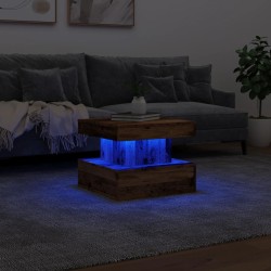Table basse avec lumières LED vieux bois 50x50x40 cm 627738627738