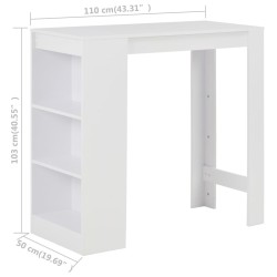 Table de bar avec étagère Blanc 110x50x103 cm 627743627743