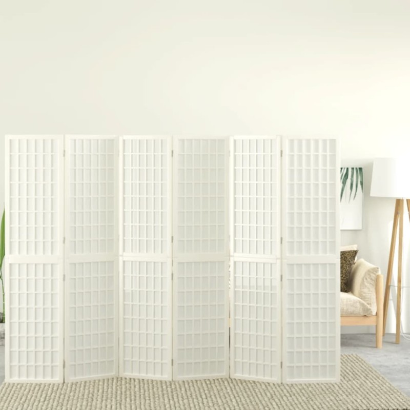 Cloison de séparation pliable 6 panneaux 240x170 cm Blanc 627755627755