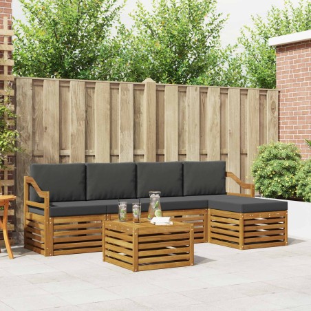 Ensemble de canapés d'extérieur 6 pcs Naturel et Anthracite 627757627757