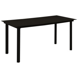 Table à dîner de jardin Noir 150x80x74 cm Acier et verre 627766627766