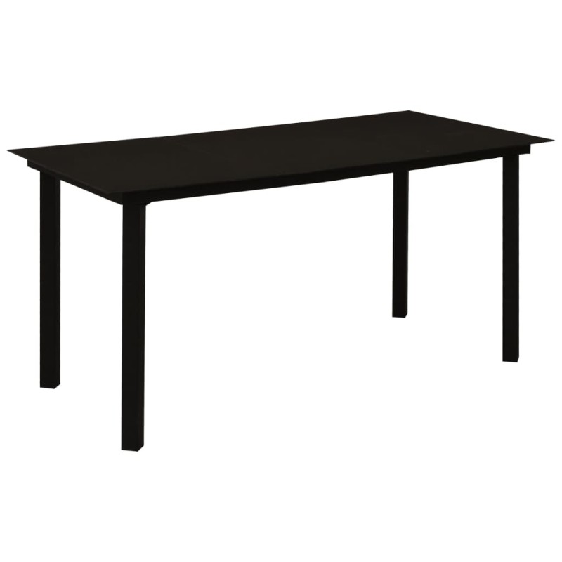 Table à dîner de jardin Noir 150x80x74 cm Acier et verre 627766627766