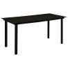 Table à dîner de jardin Noir 150x80x74 cm Acier et verre 627766627766