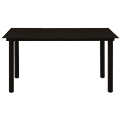 Table à dîner de jardin Noir 150x80x74 cm Acier et verre 627766627766