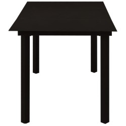 Table à dîner de jardin Noir 150x80x74 cm Acier et verre 627766627766