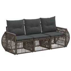 Ensemble de canapé de jardin 3 pcs Gris et Gris foncé polyrotin 627773627773