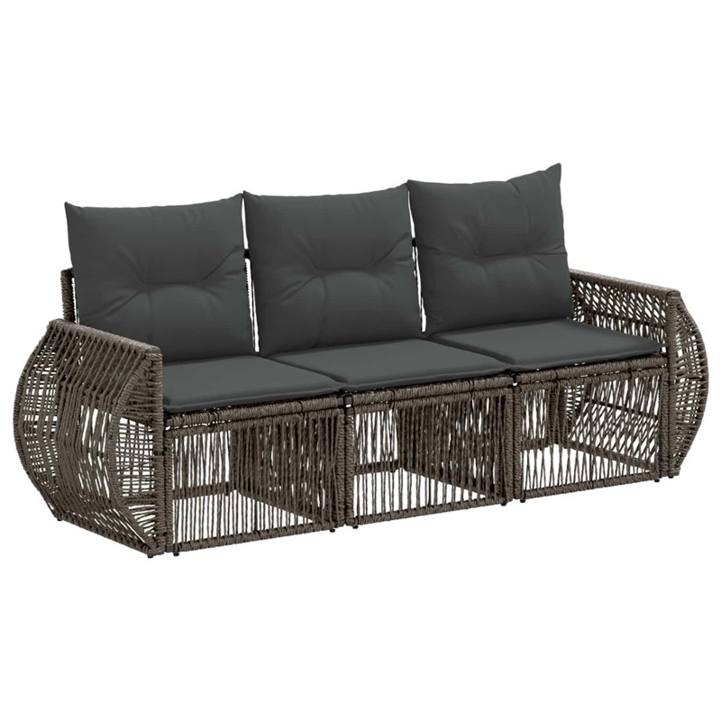 Ensemble de canapé de jardin 3 pcs Gris et Gris foncé polyrotin 627773627773
