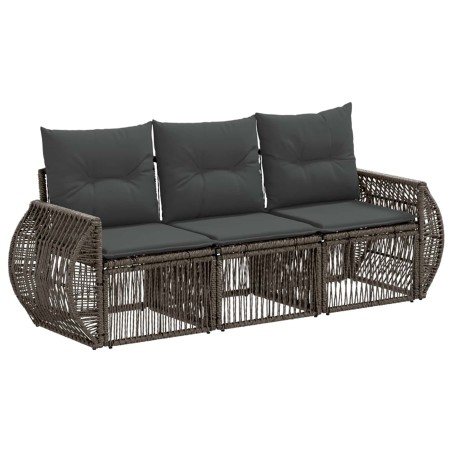 Ensemble de canapé de jardin 3 pcs Gris et Gris foncé polyrotin 627773627773