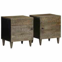 Tables chevet 2 pcs gris clair 40x33x46 cm bois manguier solide 627777627777