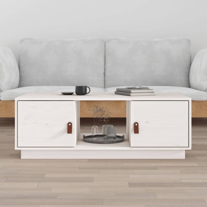 Table basse Blanc 100x50x35 cm Bois massif de pin 627778627778