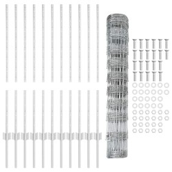 Clôture sauvage extérieure avec poteaux 25 x 1 m Argenté Maille 627795627795