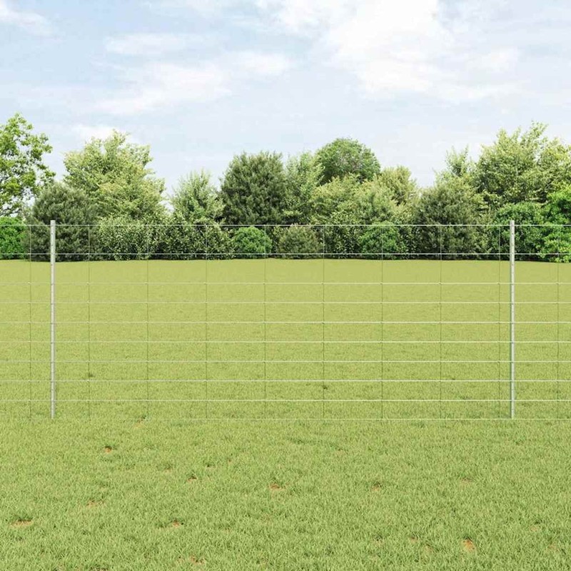 Clôture sauvage extérieure avec poteaux 25 x 1 m Argenté Maille 627796627796