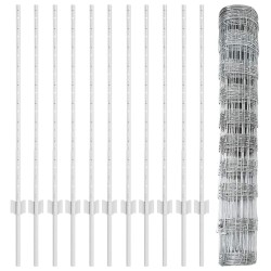 Clôture sauvage extérieure avec poteaux 25 x 1 m Argenté Maille 627796627796