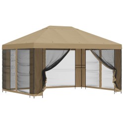 Abri de jardin avec parois 4 × 3 m Beige Polyester et Acier 627842627842