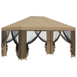 Abri de jardin avec parois 4 × 3 m Beige Polyester et Acier 627842627842