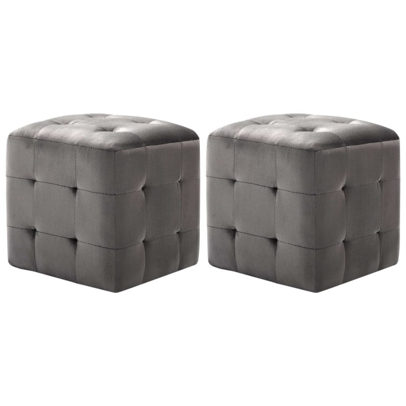 2 pcs Tables de chevet Gris 30x30x30 cm Tissu velours 627844627844