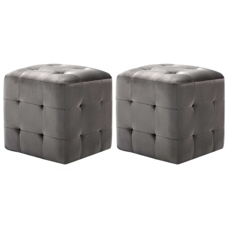 2 pcs Tables de chevet Gris 30x30x30 cm Tissu velours 627844627844