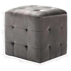 2 pcs Tables de chevet Gris 30x30x30 cm Tissu velours 627844627844