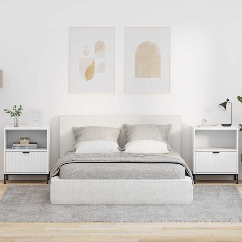 Cabinet de chevet 2 pcs Blanc 49 x 36 x 61 cm Bois d'ingénierie 627848627848
