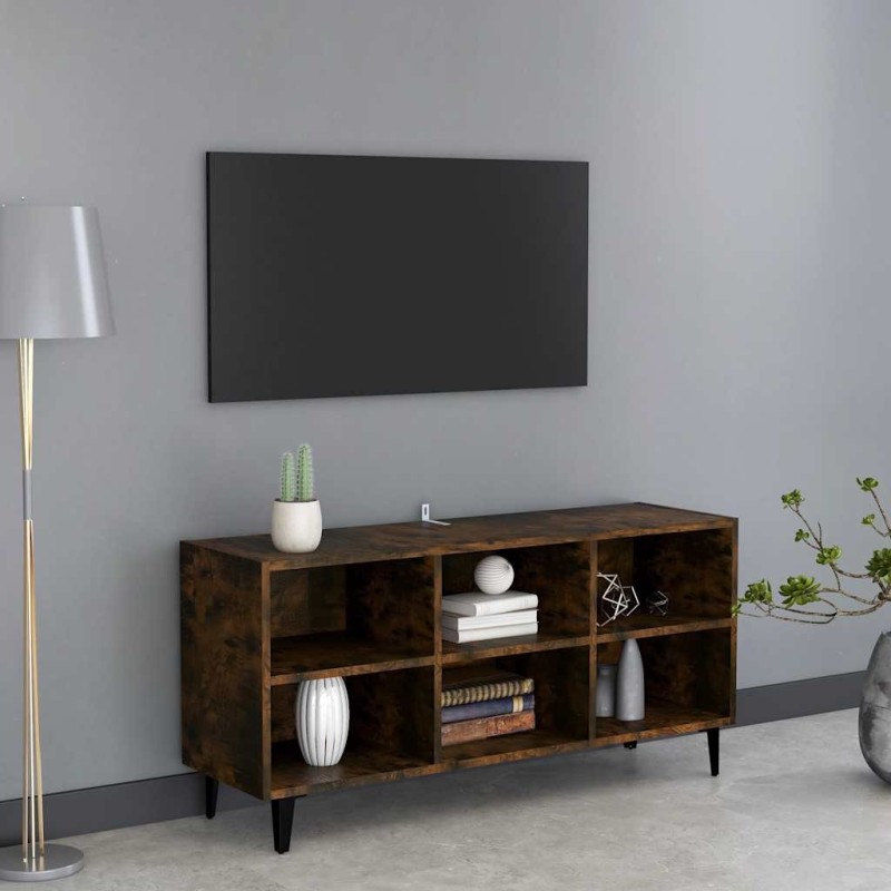 Meuble TV avec pieds en métal Chêne fumé 103,5x30x50 cm 627858627858
