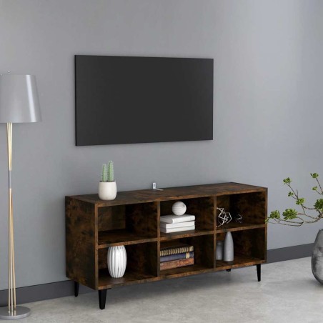 Meuble TV avec pieds en métal Chêne fumé 103,5x30x50 cm 627858627858