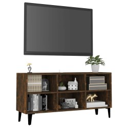 Meuble TV avec pieds en métal Chêne fumé 103,5x30x50 cm 627858627858