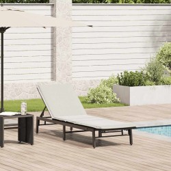 Chaise longue avec coussin en rotin synthétique noir 627859627859