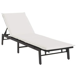 Chaise longue avec coussin en rotin synthétique noir 627859627859