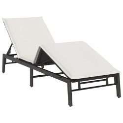 Chaise longue avec coussin en rotin synthétique noir 627859627859