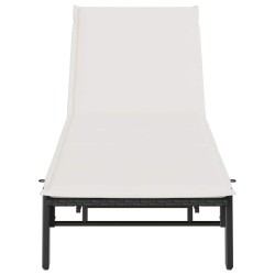 Chaise longue avec coussin en rotin synthétique noir 627859627859