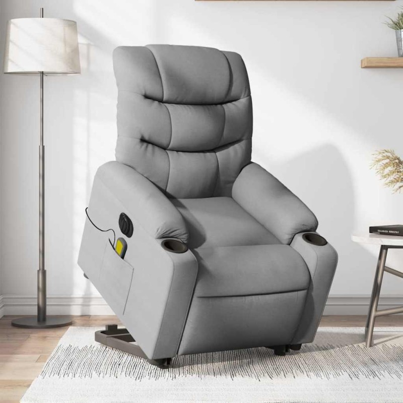 Fauteuil inclinable de massage électrique Gris clair Tissu 627870627870