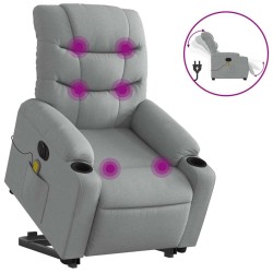 Fauteuil inclinable de massage électrique Gris clair Tissu 627870627870