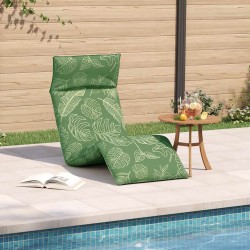 Transat pliant en tissu Oxford motif feuilles 175 x 54 x 8,5 cm 627871627871