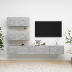 Ensemble de meubles TV 4 pcs Gris béton Bois d'ingénierie 627886627886