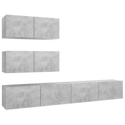 Ensemble de meubles TV 4 pcs Gris béton Bois d'ingénierie 627886627886