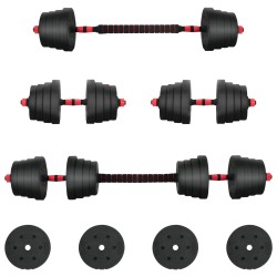 Set d'haltères 2-en-1 40kg Noir et Rouge Ciment et sable de fer 627898627898