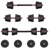 Set d'haltères 2-en-1 40kg Noir et Rouge Ciment et sable de fer 627898627898