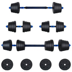 Set d'haltères 2-en-1 40kg Noir et Bleu Ciment et sable de fer 627905627905