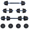 Set d'haltères 2-en-1 40kg Noir et Bleu Ciment et sable de fer 627905627905