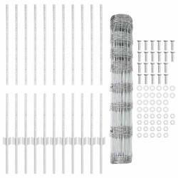 Clôture sauvage extérieure avec poteaux 25 x 1 m Argenté Maille 627908627908