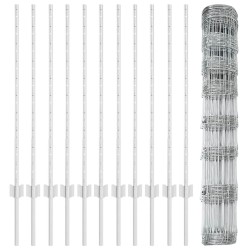 Clôture sauvage extérieure avec poteaux 25 x 1 m Argenté Maille 627908627908