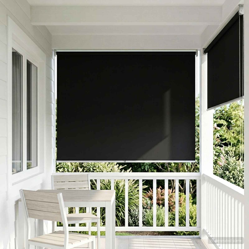 Store roulant extérieur protection UV Noir 125 x 230 cm (L x H) 627915627915