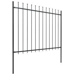 Clôture de jardin avec dessus en forme de lance en acier 1070 x 150 cm Noir 627922627922