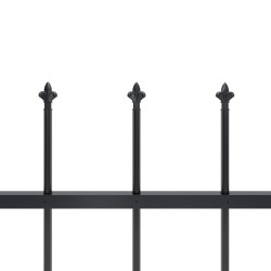 Clôture de jardin avec dessus en forme de lance en acier 1070 x 150 cm Noir 627922627922