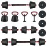 Set d'haltères 4-en-1 40kg Noir et Rouge Ciment et sable de fer 627931627931