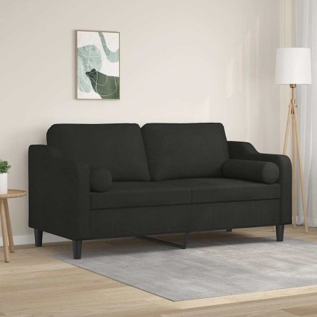 Canapé 2 places avec oreillers décoratifs noir 140 cm tissu 627933627933