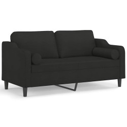Canapé 2 places avec oreillers décoratifs noir 140 cm tissu 627933627933