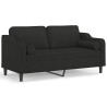Canapé 2 places avec oreillers décoratifs noir 140 cm tissu 627933627933