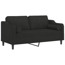 Canapé 2 places avec oreillers décoratifs noir 140 cm tissu 627933627933